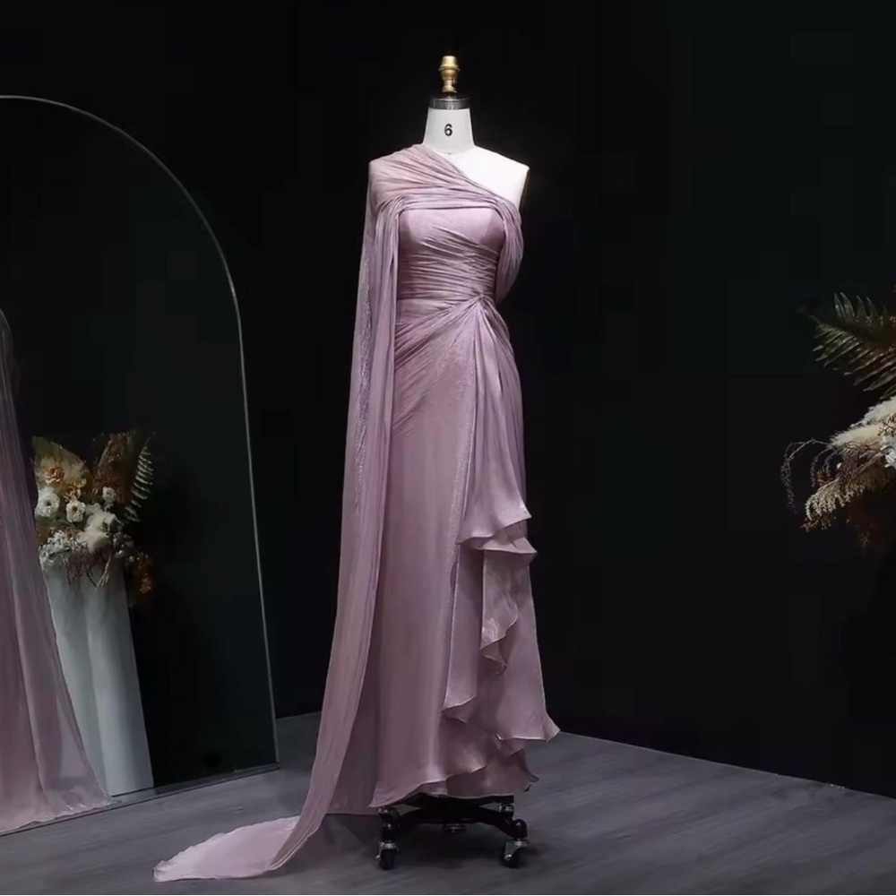 Lavish Asymmetrical Lavender Gown